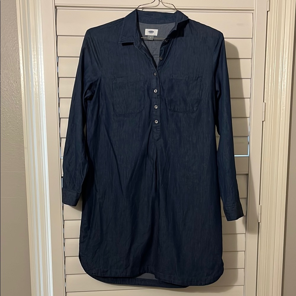Old Navy Blue Chambray Shirt Dress
